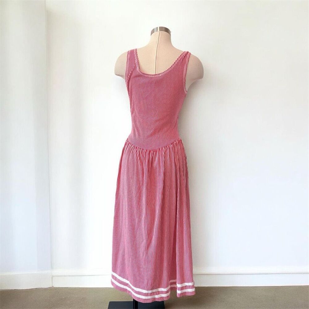 Sweet Inspirations Sleeveless Fit Flare 1970s Red Stripe Maxi Dress Floral Mediu - Picture 3 of 7